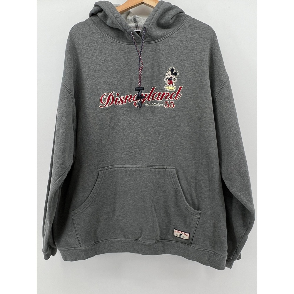 Disneyland Resort Mickey Mouse Hoodie Gray Embroidered Est 55 Pullover XL